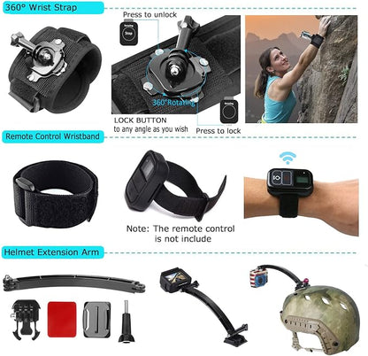 Action Cameras Accessory Kit, Bonvvie 50-in-1 Sports Camera Accessory Kit - Image 5