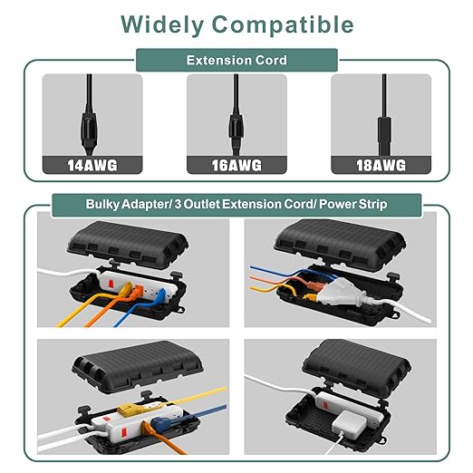Outdoor Electrical Box, IP54 Waterproof Extension Cord Cover 9 Cable Entry - Image 2