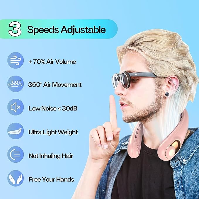 KIDEE Portable Neck Fan, Neck Fans Rechargeable - Image 2