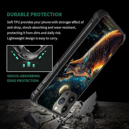 for iPhone 16 Pro Max Case, Star Cave Hungry Wolf Pattern Graphic Design Girl - Image 5