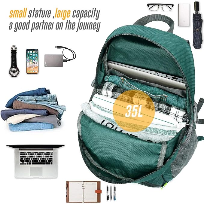 35L Lightweight Packable Backpack Waterproof Durable Hiking Travel Backpack - Image 7