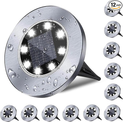 4.6 Inch Diameter Solar Ground Lights, Waterproof Solar Garden Lights, Outdoor by Rayolon