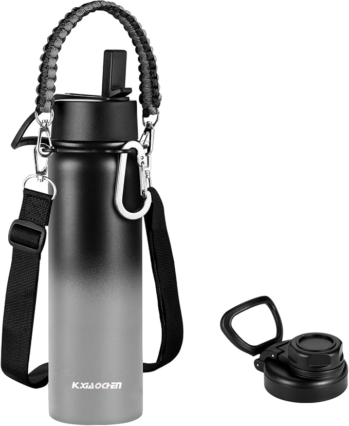 KXIAOCHEN Insulated Water Bottle, Stainless Steel Water Bottle, 2 Lids by KXIAOCHEN