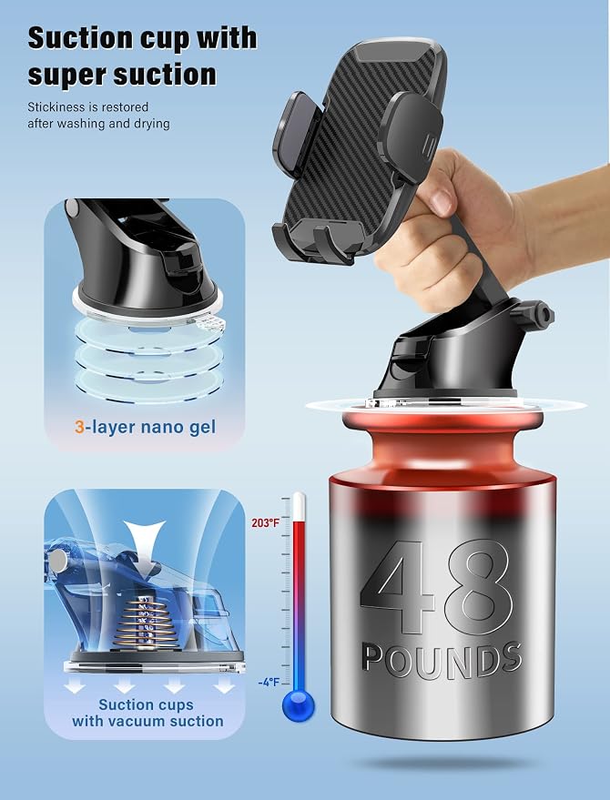Phone Holder Mount for Car Hands-Free Universal Cell Phone Mounts for - Image 3
