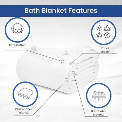 Linteum Textile 100% Cotton Hospital Patient Bath Blanket, Bed Bath Sheet - Image 3