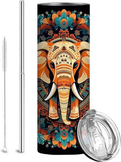 Firmiso 20 oz Tumbler｜Skinny Insulated Travel Mug｜Mandala Elephant Stainless by Firmiso