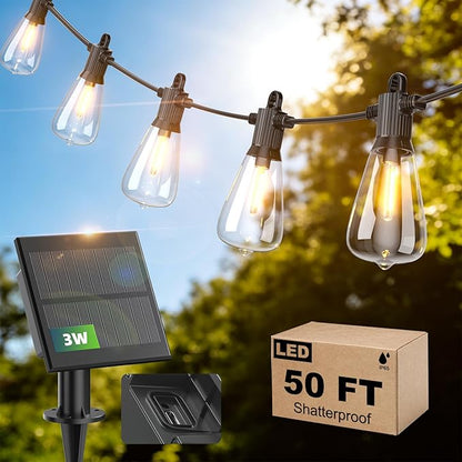 50FT Solar String Lights Outdoor Waterproof IP65 by FOOMAN