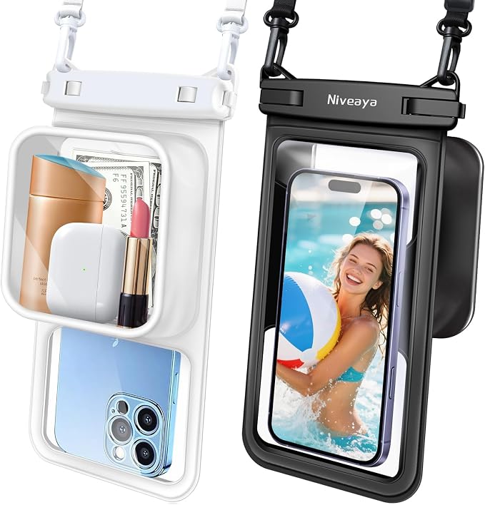 Niveaya [Floatable Floating Waterproof Phone Pouch 2 Pack-Up to 8.5", Large by Niveaya