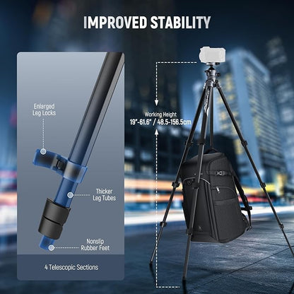 NEEWER LITETRIP LT07 61" Aluminum Travel Tripod - Image 3