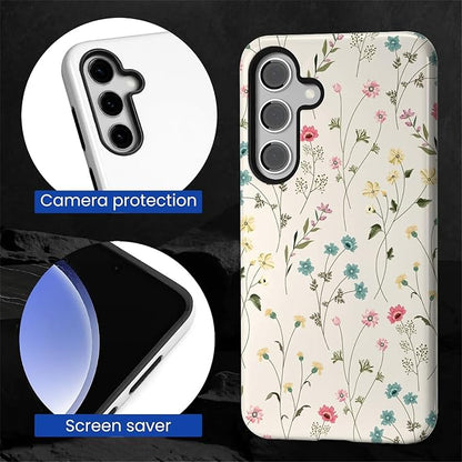 for Samsung Galaxy S24 Plus Case, HL2 Beige Flower Branch Hybrid 2 Layer Hard - Image 4