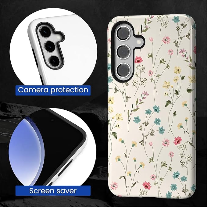 for Samsung Galaxy S23 FE Case, HL2 Beige Flower Branch Hybrid 2 Layer Hard - Image 4