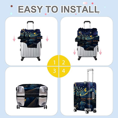 ANNA QUEEN Starry Night Art Luggage Cover, Van Gogh Inspired Suitcase Protector - Image 6