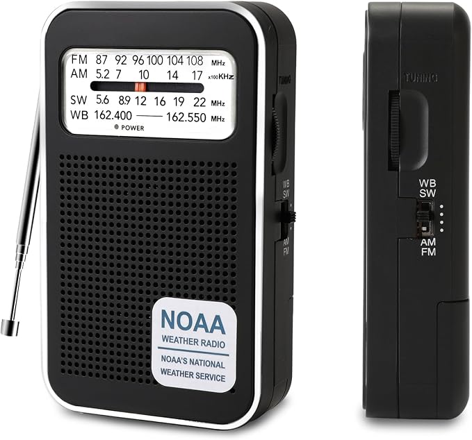 Portable Personal NOAA Weather Radio, 4-Band AM/FM/SW/WB Emergency Transistor by Geartist