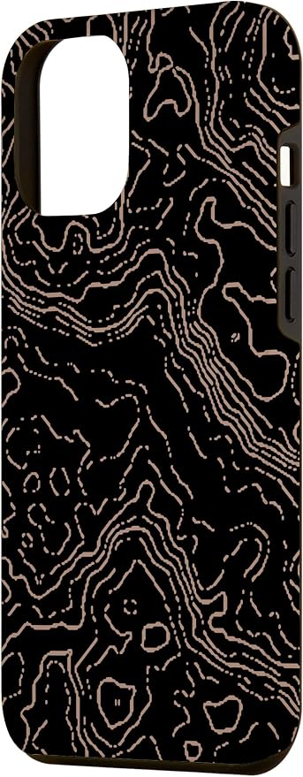 Topography Black & Brown Abstract Pattern Topographic Map Case - Image 2
