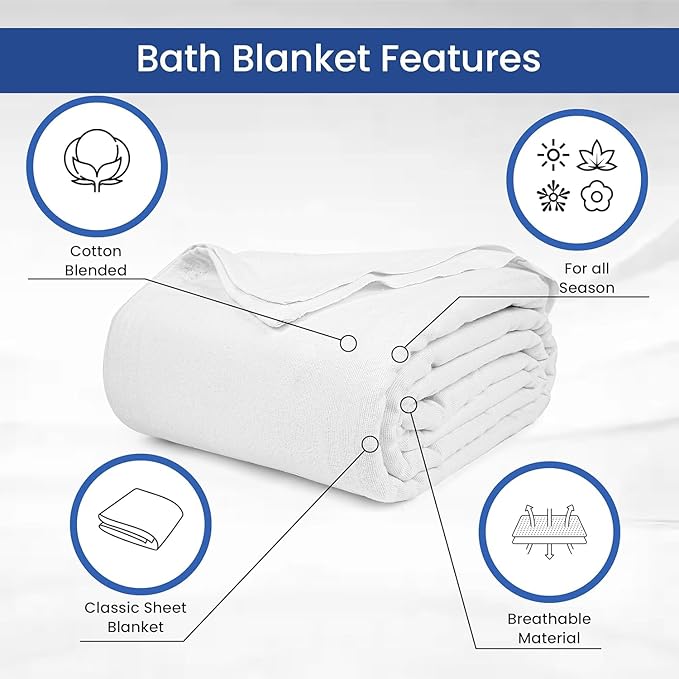 Linteum Textile Cotton Blended Hospital Patient Bath Blanket, Bed Bath Sheet - Image 3