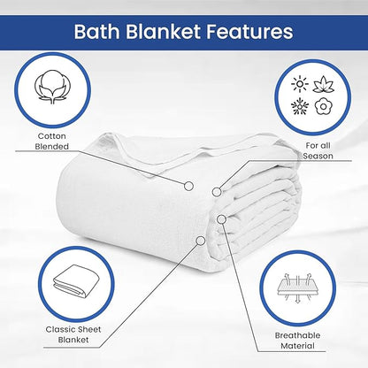Linteum Textile Cotton Blended Hospital Patient Bath Blanket, Bed Bath Sheet - Image 3