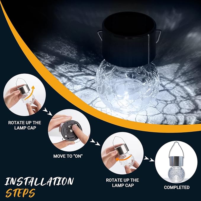 GIGALUMI Solar Lights Outdoor Waterproof, 8 Pack Solar Hanging Lights Garden - Image 6