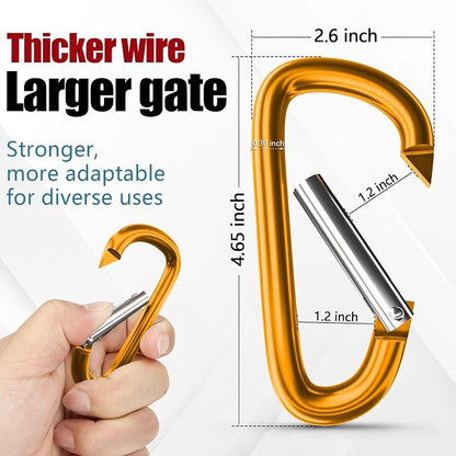 sprookber 4" & 5" Extra Large Aluminum Carabiner D Ring, Caribeener Clips - Image 2