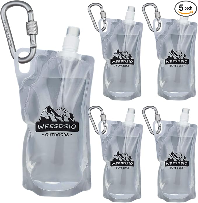 5-Pack 1L Hiking Collapsible Water Bottles by Weesdsio