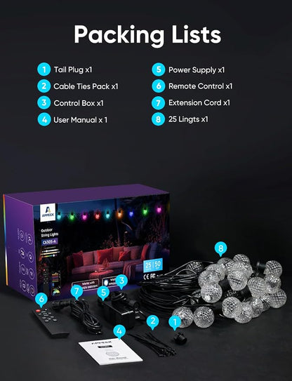 APPECK Outdoor String Lights 50ft, RGBW Color Changing Patio Lights - Image 9