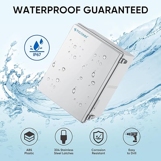 TICONN Outdoor Electrical Box Waterproof, Junction Box IP67 ABS Plastic - Image 2