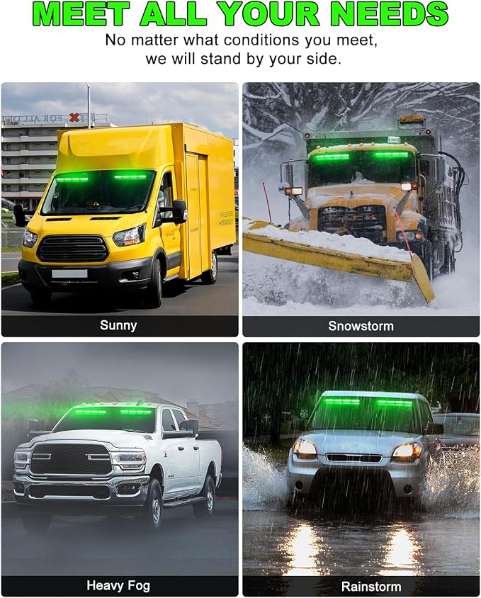 HLauto 6Z4J Emergency Dash Strobe Lights: 2x16.8 inch Green Safety Lights - Image 6