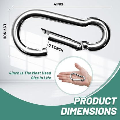 Pixel Panda 3.1&4 Inch Heavy Duty Carabiner Clips Load 1000lbs, 2&4&8Pack Large - Image 2