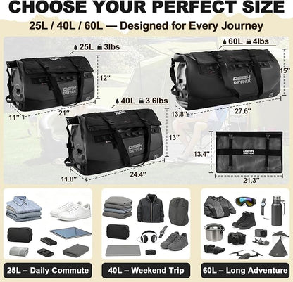 OSAH DRYPAK Waterproof Duffel Bag 25L/40L/60L – Heavy-Duty Motorcycle Tail Bag - Image 2