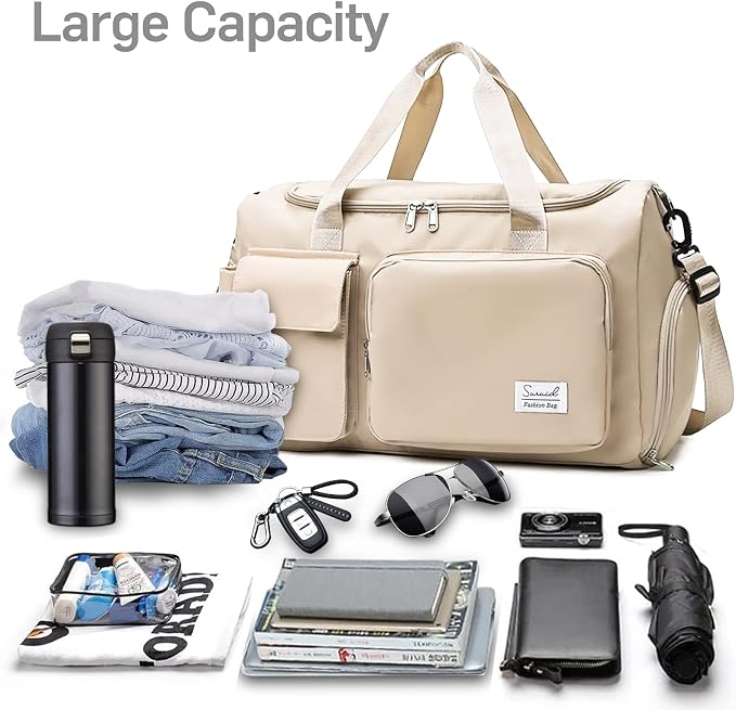 Suruid Sports Gym Bag with Shoes Compartment Travel Duffel Bag with Dry Wet - Image 4
