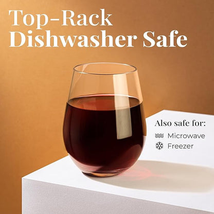 Vivocci Unbreakable Plastic Stemless Wine Glasses 20 oz | 100% Tritan Heavy - Image 4