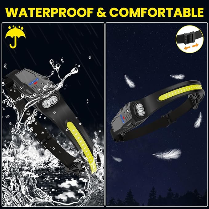 Headlamp Rechargeable 3Pack, 230° Wide Beam LED Headlamp, 7Mode Headlamps - Image 5
