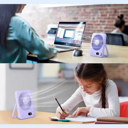 WHATOOK Small Desk Fan Personal Fans: 5000mah 25 Hours Battery Office Quiet - Image 2