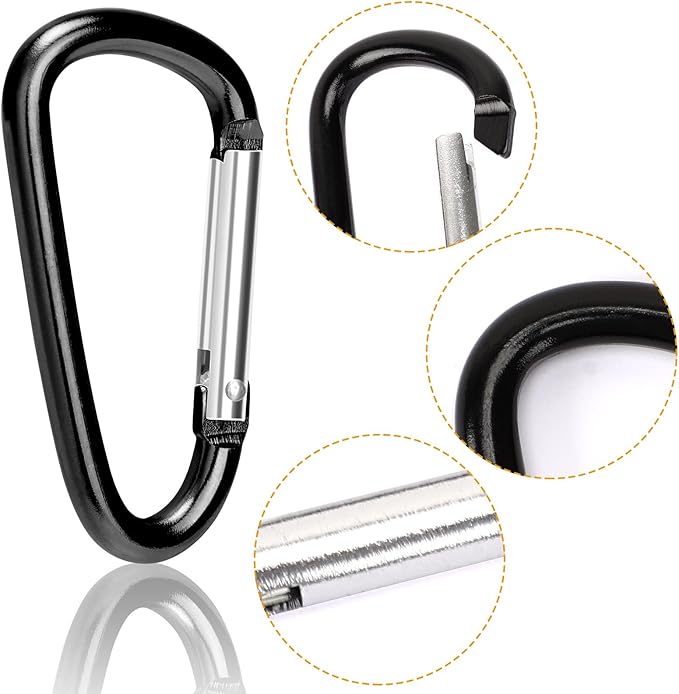 Carabiner Clips, Upins Aluminum Locking Spring Hook Keychain D Shape Heavy Duty - Image 3