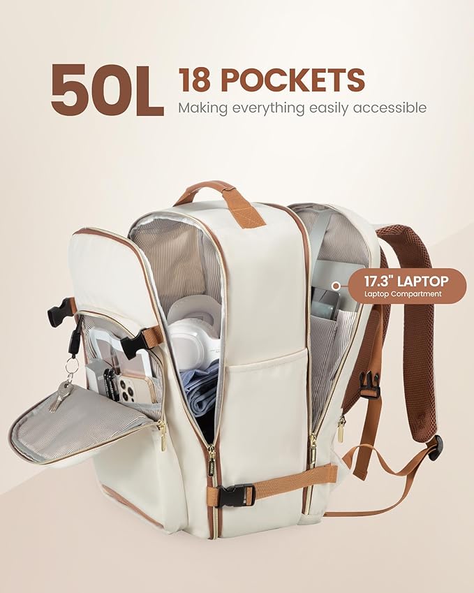 LOVEVOOK Travel Backpack for Women & Men 50L, Airline Approved Carry On - Image 3