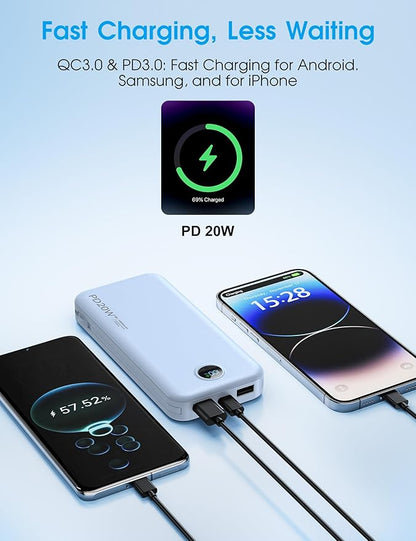 Portable Charger with Built-in Cables and Wall Plug, 10000mAh PD20W USB C Power - Image 5