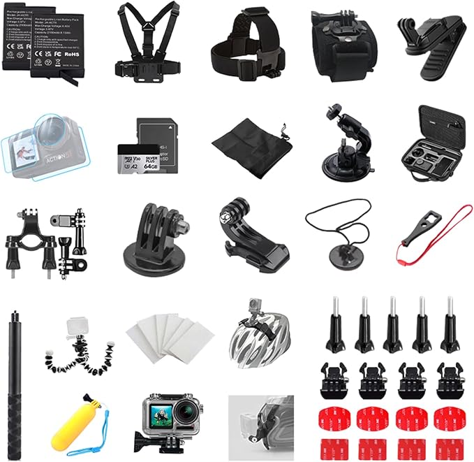 Action Camera Accessories Adventure Kit, Includes Helmet Mount, Chest Strap by Unknown