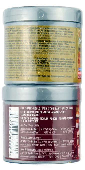 PC Products PC-Woody Wood Repair Epoxy Paste, Two-Part 6 oz in Two Cans - Image 2