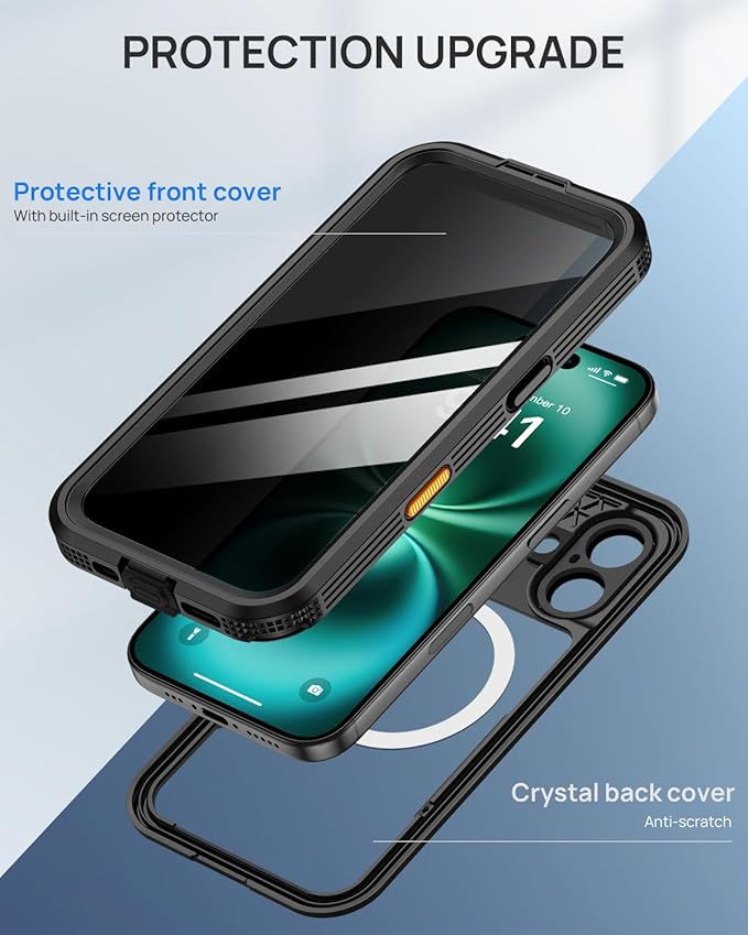 Lanhiem Magnetic for iPhone 16 Plus Waterproof Case, Built-in Privacy Screen - Image 6