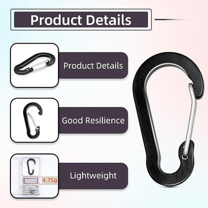 6pcs Aluminum Small Carabiner Clip, 2 Inch Carabiner Keychain Clasp Spring D - Image 3