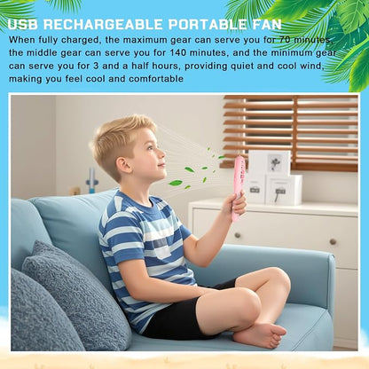 Woanger 12 Pcs Mini Handheld Fan Bulk 3 Speed USB Electric Battery Operated - Image 4