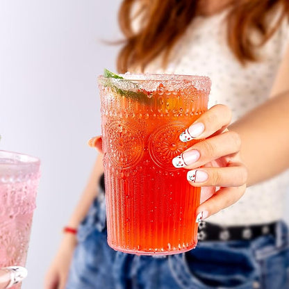 Ciaell 12 Pack Romantic Plastic Water Glasses - 14 Oz Clear Vintage Drinking - Image 7