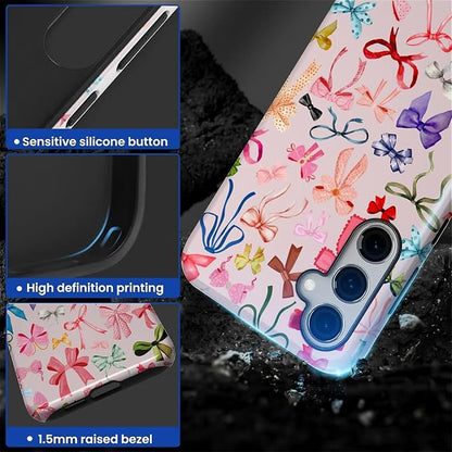 for Samsung Galaxy S24 Case, HL2 Aesthetic Color Bow Tie Hybrid 2 Layer Hard - Image 3