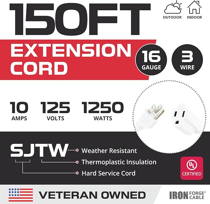 Iron Forge Cable Weatherproof 150 Ft Outdoor Extension Cord - Image 2
