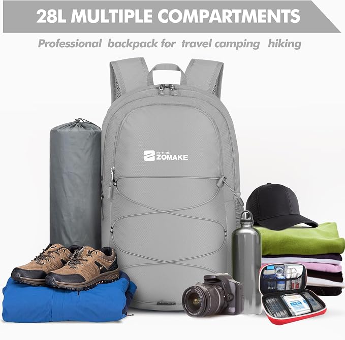 ZOMAKE Lightweight Packable Backpack 28L, Foldable Backpacks Water Resistant - Image 3