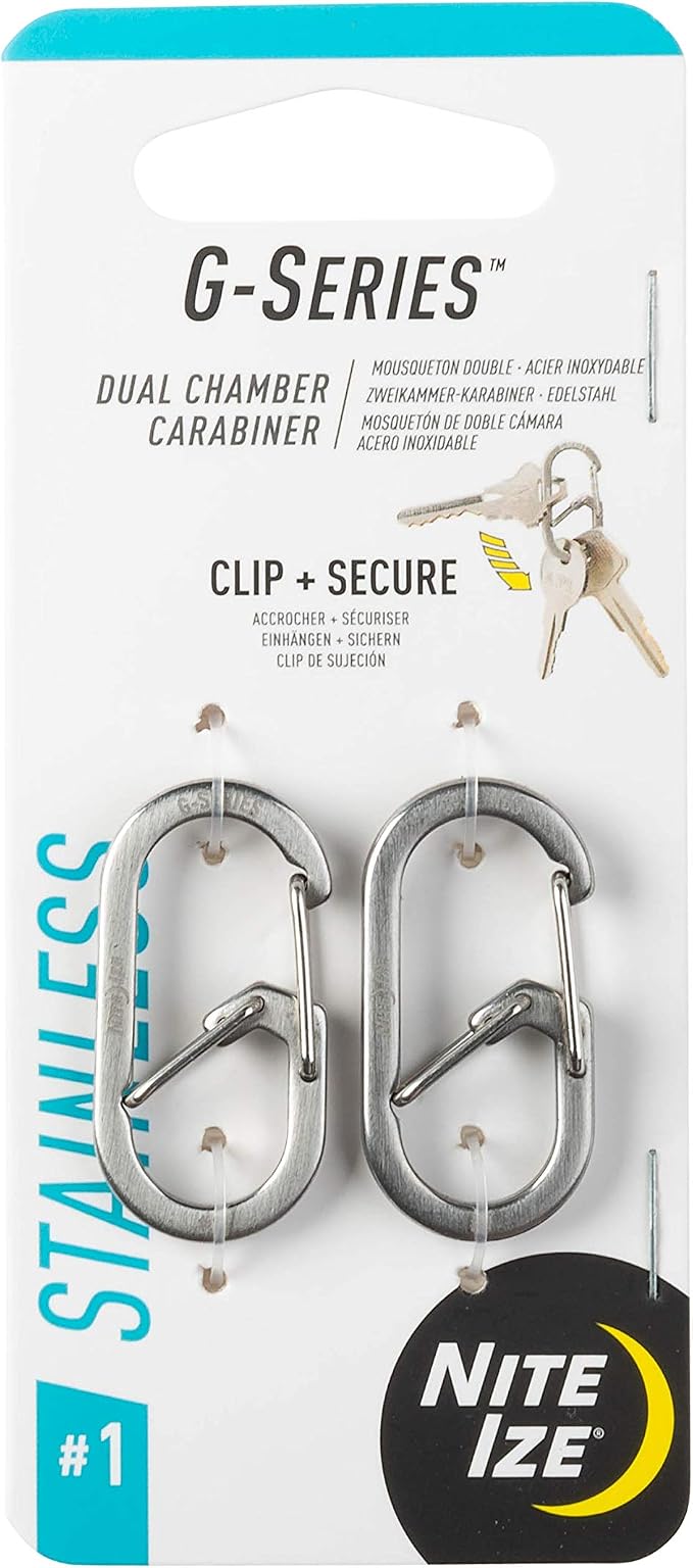 Nite IZE GS1-11-2R6 G-Series Dual Chamber Carabiner, Size #1, Stainless Steel by Nite+Ize