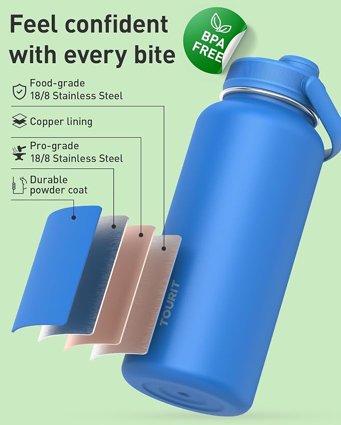 TOURIT 24 oz Insulated Water Bottle, Stainless Steel Sports Water Bottles - Image 2