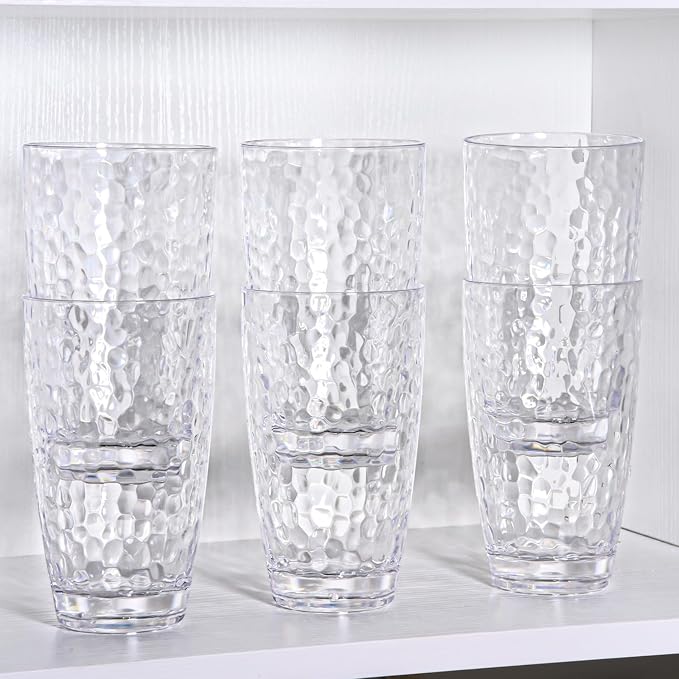 6 Pcs Plastic Drinking Tumblers Set of 18 oz, Acrylic Drinking Glasses - Image 6