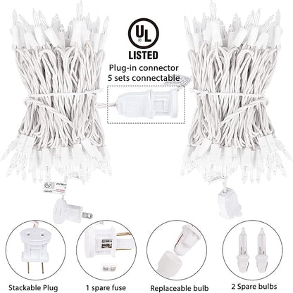 2 Pack 50 Count Christmas String Lights Clear Warm White Mini Lights Plug - Image 3
