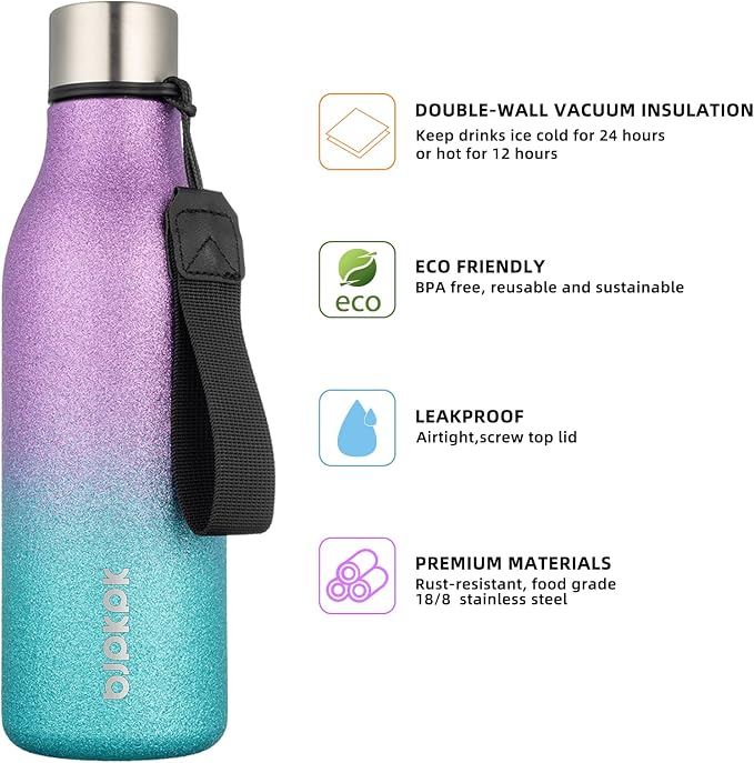 BJPKPK Insulated Water Bottles, 18 oz Stainless Steel Metal Water Bottle - Image 2