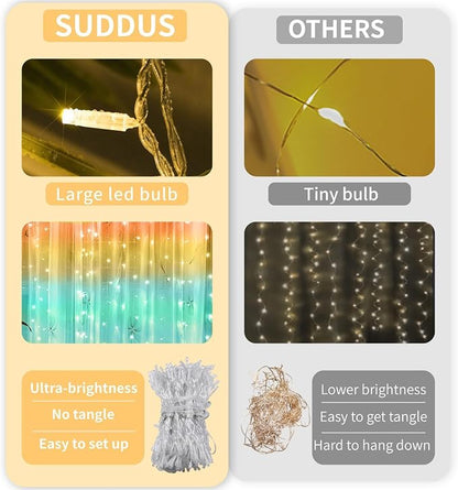 suddus Curtain Lights, 180 Led 6.5 * 5.9ft Sunset Curtain Fairy Lights USB - Image 7